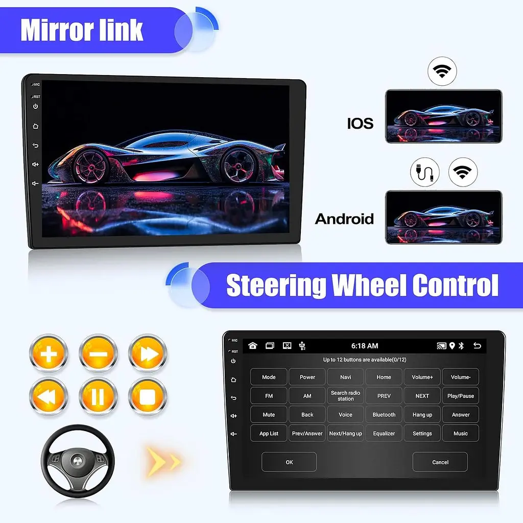 Автомобільне радіо для BMW 3er E90 E91 E92 E93 2005-2011 з CarPlay&Android Auto&Mirrolink, 9-дюймовий - фото 3