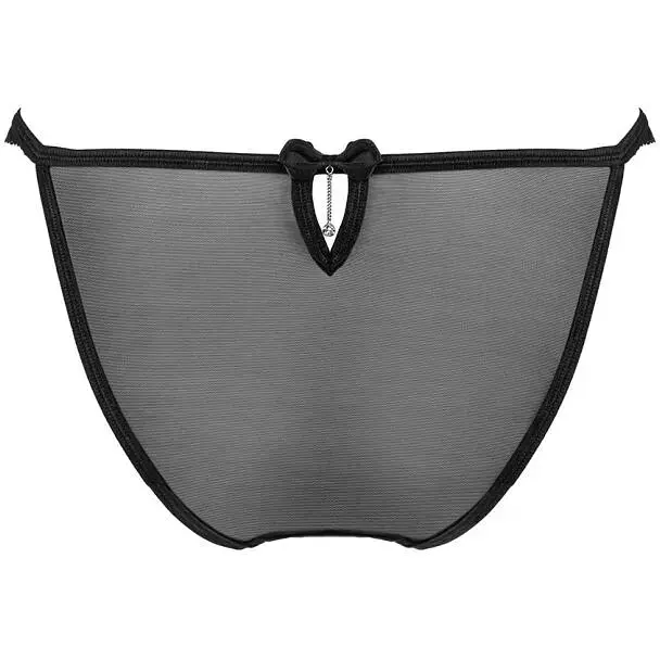 Напівпрозорі трусики з підвіскою Obsessive Ivannes panties Black L/XL, чорні - фото 2