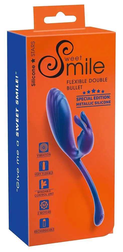 Вібратор Sweet Smile Flexible Double Bullet, 22.5 см (синій) - фото 7