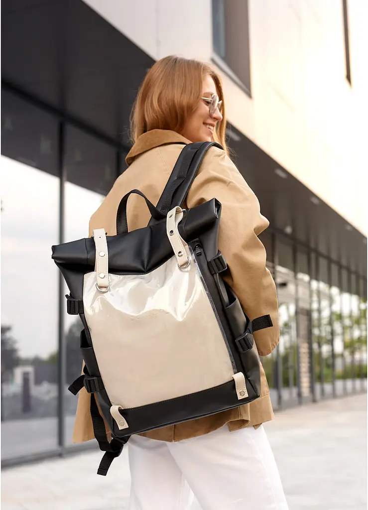 Жіночий рюкзак Sambag RollTop Hacking чорно-сірий 41 x 30 x 16 см (24460130) - фото 2