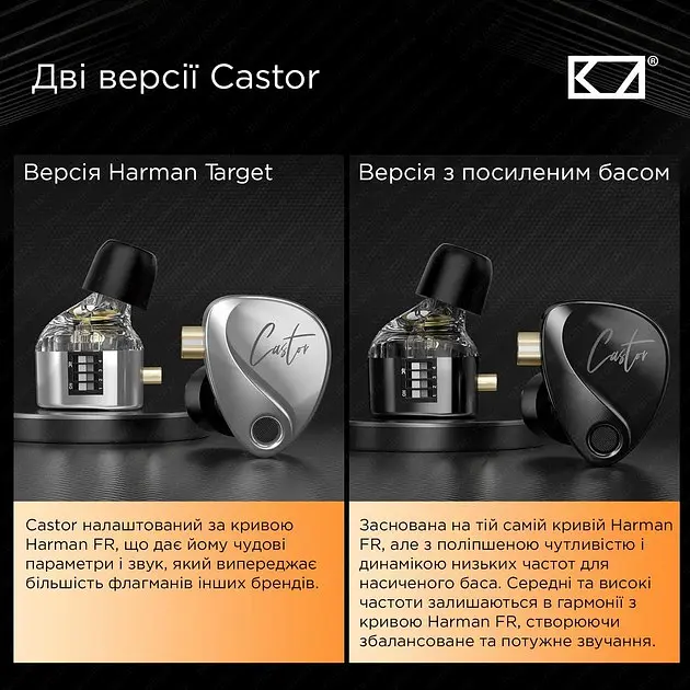 Навушники KZ Castor із мікрофоном silver - фото 3