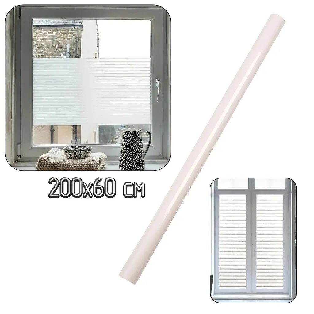 Плівка самоклеюча Blinds PVC 200×60 см, вітражна прозора з ефектом жалюзі - фото 2