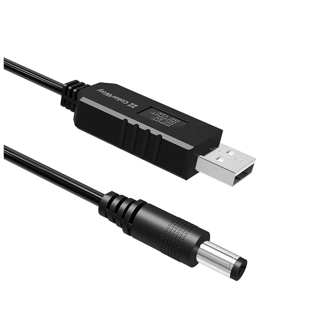 Кабель живлення USB to DC 5.5x2.5mm 12V 1.0m black ColorWay (CW-CBUD067-BK) - фото 5