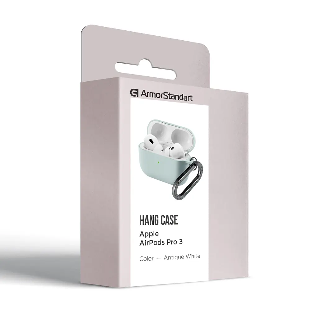Силіконовий чохол для навушників Apple AirPods Pro 3, Hang Case, білий, ультратонкий захисний кейс товщиною 2 мм, захист від подряпин, пилу та ударів, компактний, з карабіном для кріплення, ArmorStandart (ARM88285) - фото 8