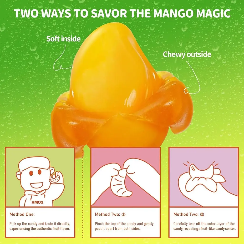Жувальні цукерки Amos Peelerz Gummy Mango 85г - фото 5