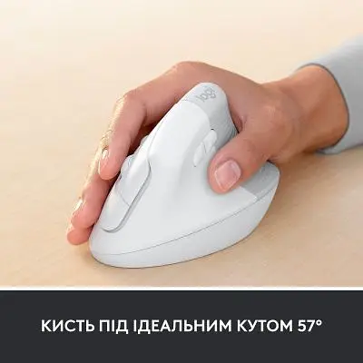 Комп'ютерна мишка Logitech Lift Vertical Ergonomic Wireless/Bluetooth for Business Off-white (910-006496) - фото 4