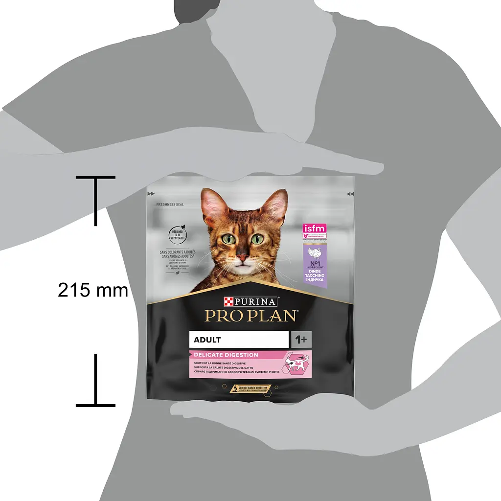 Сухий корм для котів з чутливим травленням Purina Pro Plan Adult 1+ Delicate Digestion, з індичкою, 400 г (12372502) - фото 3