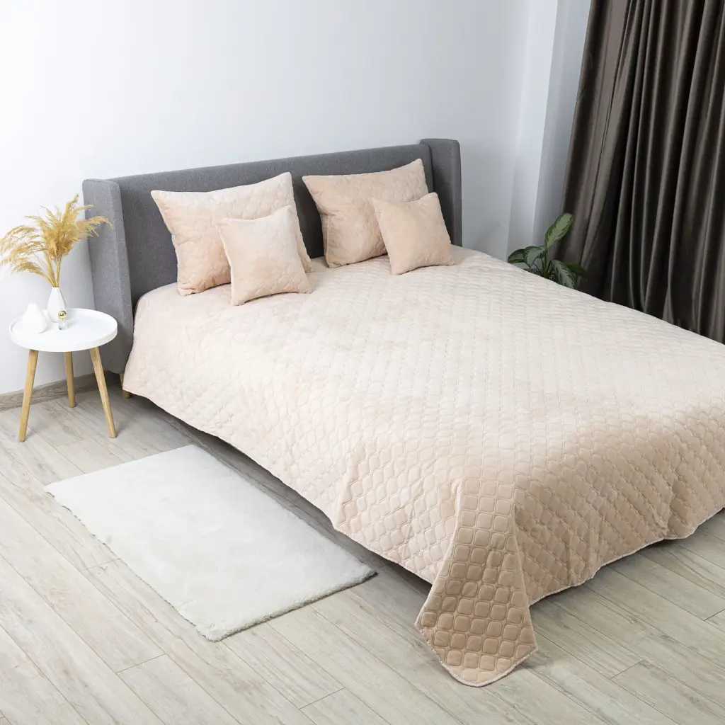 Покривало ТЕП Velour Ромб круглий персикове 150x210 см - фото 3