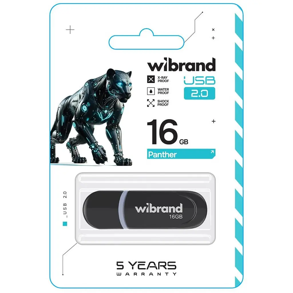 USB флеш-накопичувач Wibrand Panther 16GB USB-A 2.0 Black (WI2.0/PA16P2B) [170475] - фото 2
