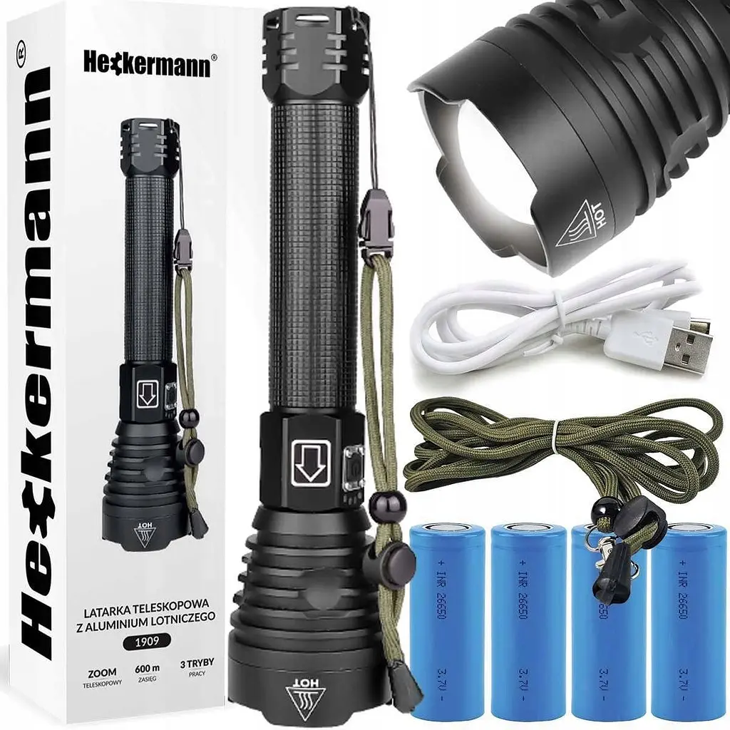 Потужний тактичний ліхтарик Heckermann XHP90 Zoom 5000mAH - фото 2