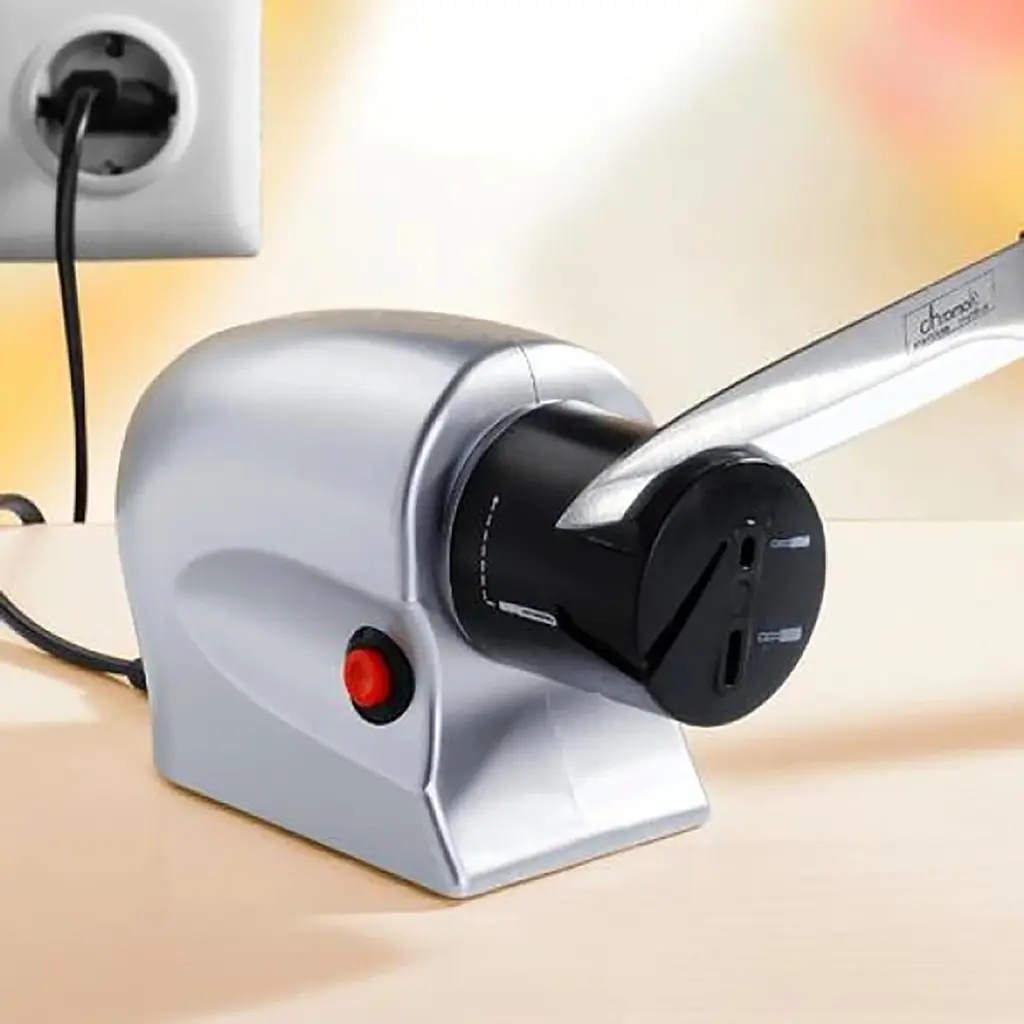 Електрична точилка для заточування ножів та ножиць ELECTRIC SHARPENER Silver, Kitchen Master Сірий 86963 - фото 7
