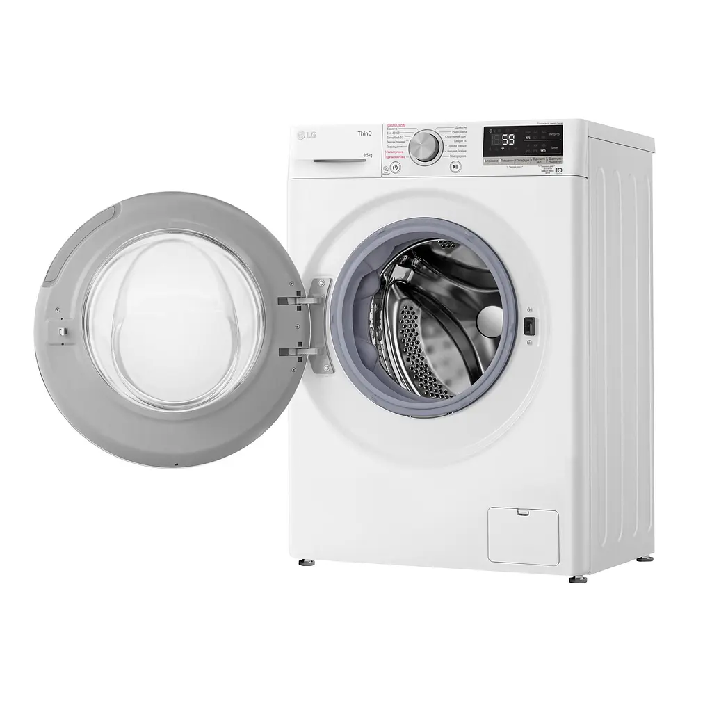 Пральна машина LG фронтальна, 8,5кг, 1200, A+++, 48см, дисплей, пара, інвертор, білий (F2V5GS0WW) - фото 4