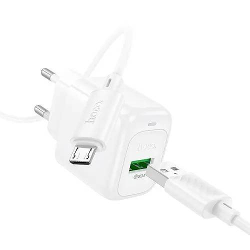 Сітчасте зарядне пристрій HOCO CS52A Surplus single-port QC3.0 charger + Micro білий - фото 3