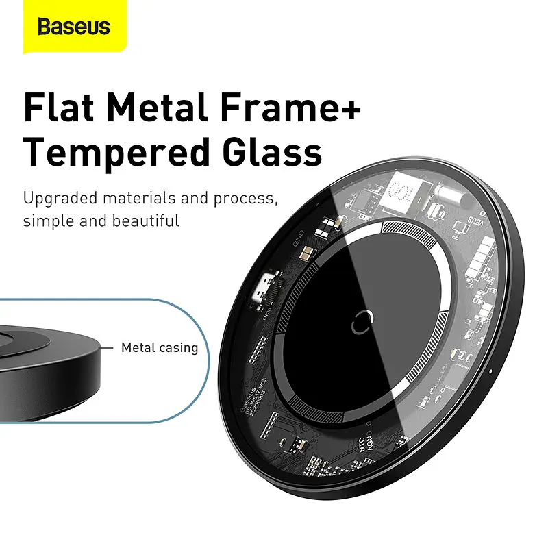 Зарядний пристрій Qi BASEUS Simple Magnetic Wireless Charger (набір для IP12) 15 W (WXJK-E01) чорний - фото 2