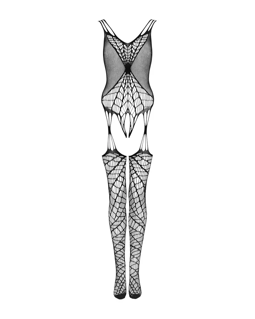 Ажурний бодістокінг під павутину Obsessive Bodystocking G325 black S/M/L, чорний, комбінезон - фото 5