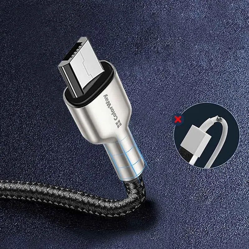 Кабель ColorWay USB - micro USB (M/M), Metal Head, 2.4 А, 1 м, Black (CW-CBUM046-BK) - фото 3