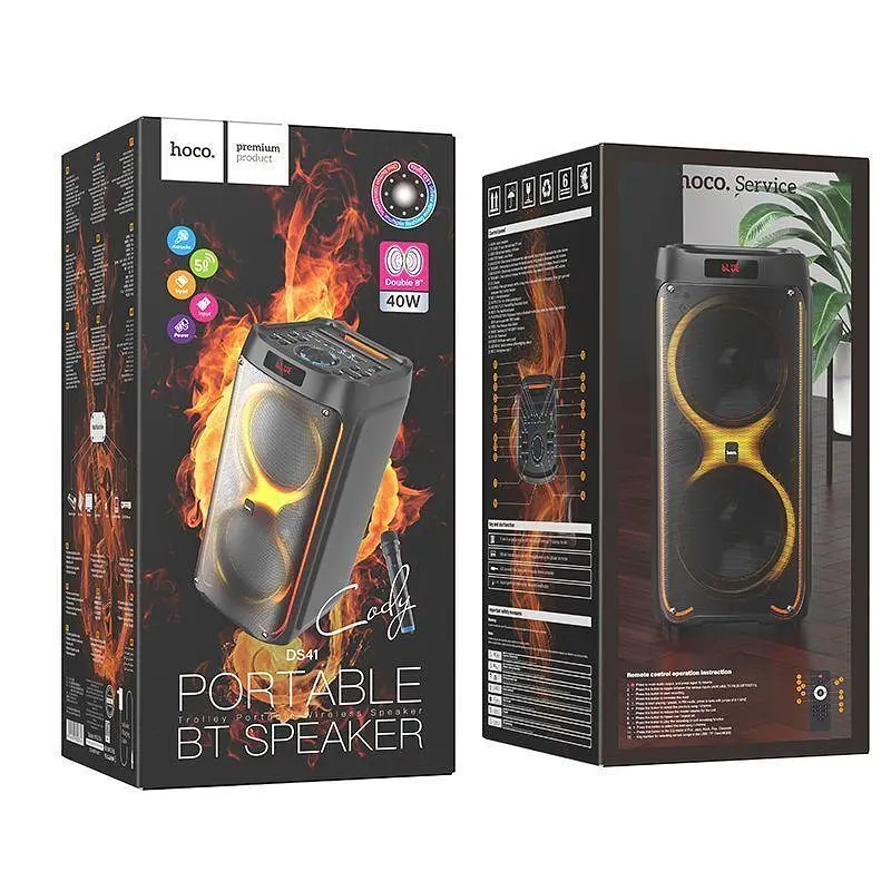 Портативная акустика Hoco DS41 plus Cody Portable BT speaker караоке 40W беспроводная - фото 5