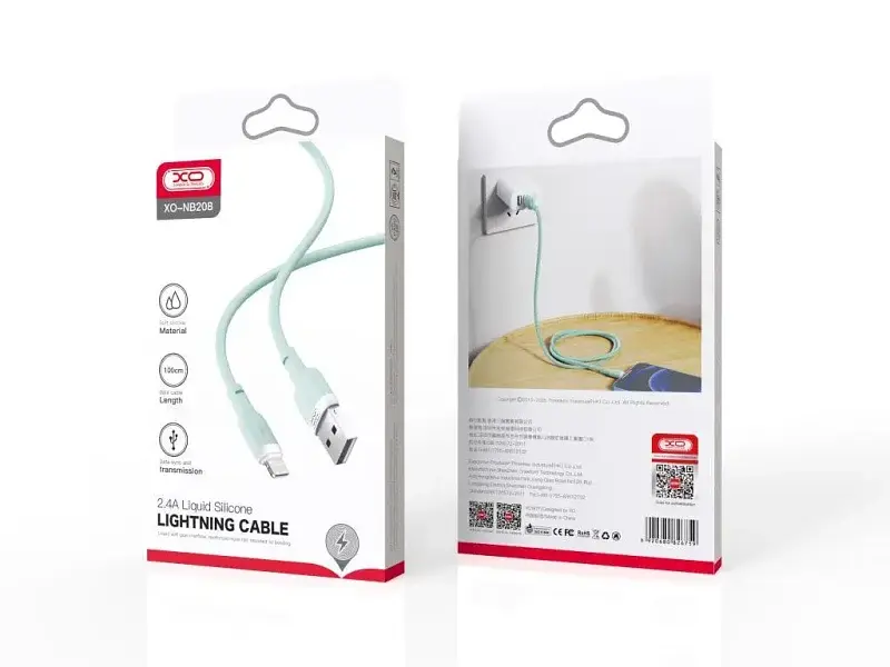 Кабель XO Type-C NB208 Liquid Silicone 2.1A/1m Green - фото 2