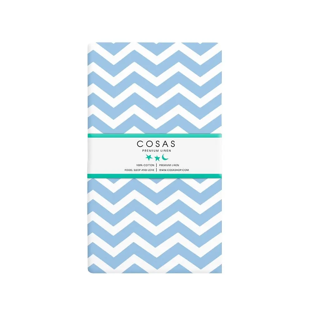 Набір простирадл полуторне Cosas WHITE/LIGHT BLUE ZIGZAG 155х240 см (SetSheet_White_ZigLBlue_155х240) - фото 2