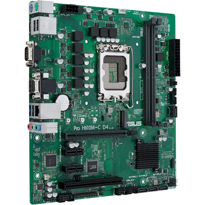 Материнська плата ASUS PRO H610M-C D4-CSM (PRO H610M-C D4-CSM) (Socket 1700, Intel H610, Micro-ATX) - фото 2
