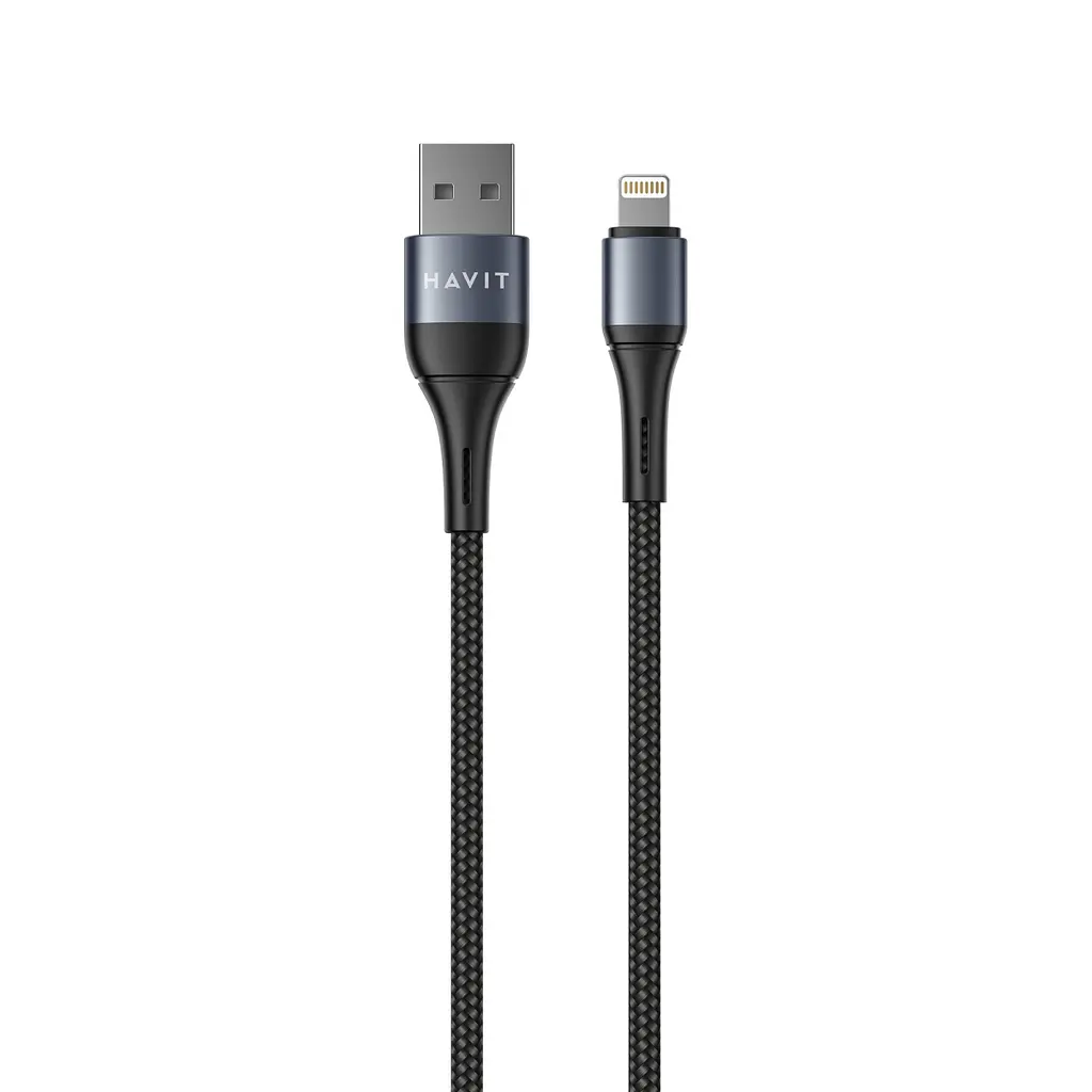 Кабель USB - Lightning Havit HV-CB650C 2.1A 1 м чорний (HV-CB650C)