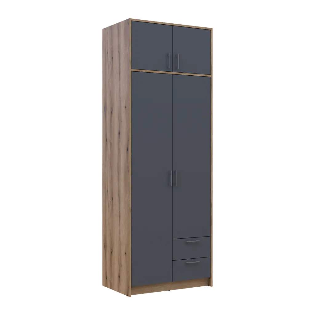 Шафа для одягу Doros Ронді з антресолей Дуб Артизан/Графіт 2ДСП 82х52х236 (80737808) - фото 6