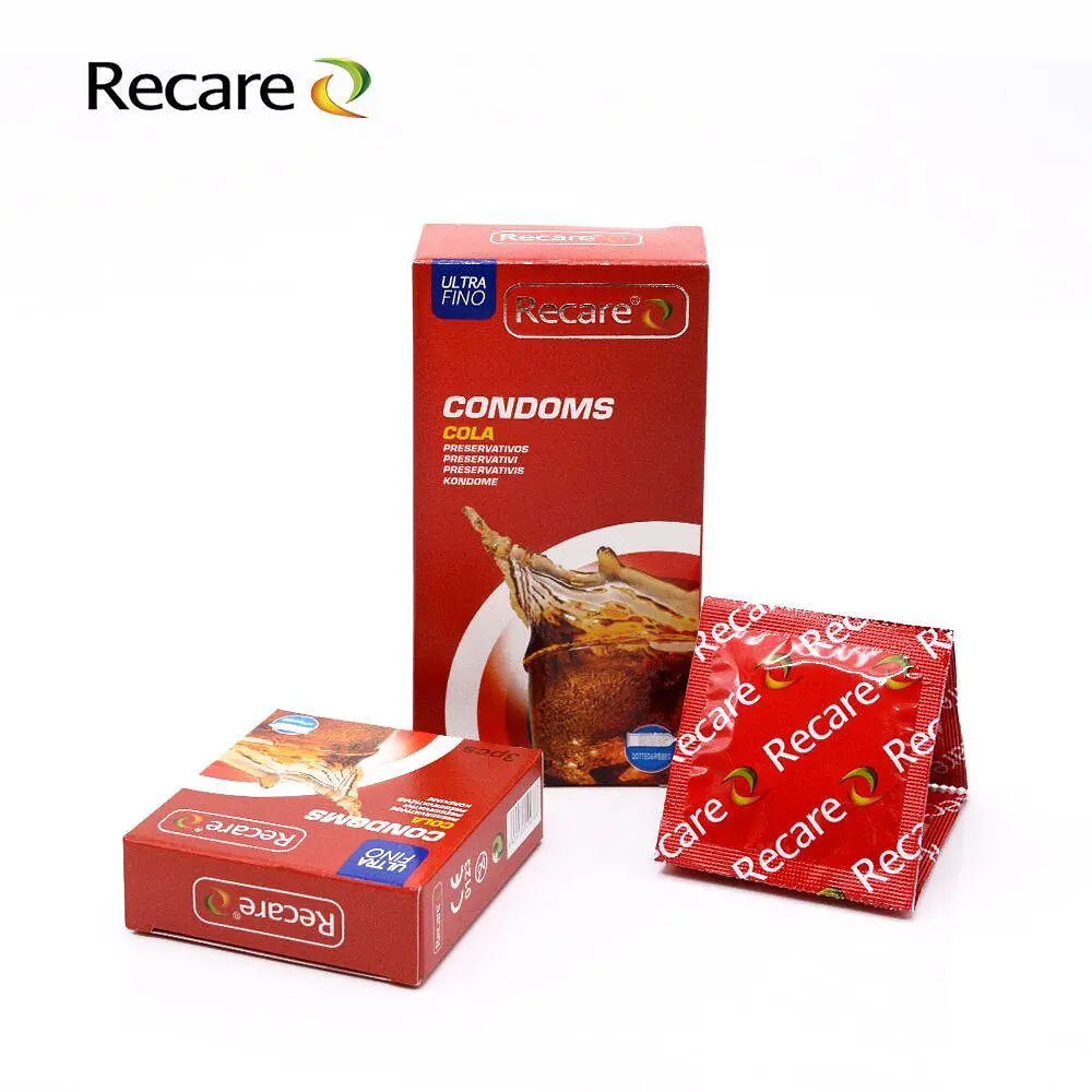 Презервативи Recare Cola Dotted&Ribbed Condoms 3 шт, з пухирцями та ребрами, аромат: Кола - фото 5