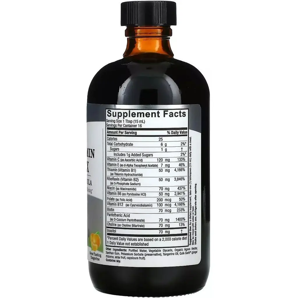 Жидкий комплекс витаминов группы B Nature's Answer Liquid Vitamin B-Complex вкус мандарина 240 мл - фото 2