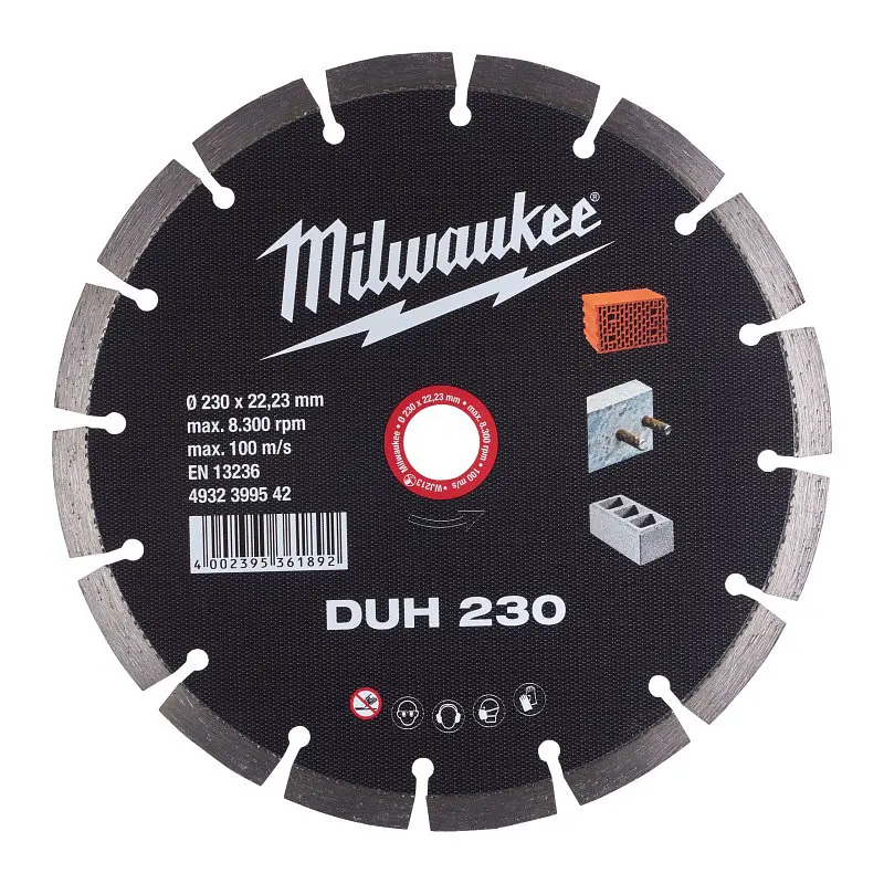 Диск алмазний MILWAUKEE DUH 230, діаметр 230мм (залізобетон, цегла) - фото 2