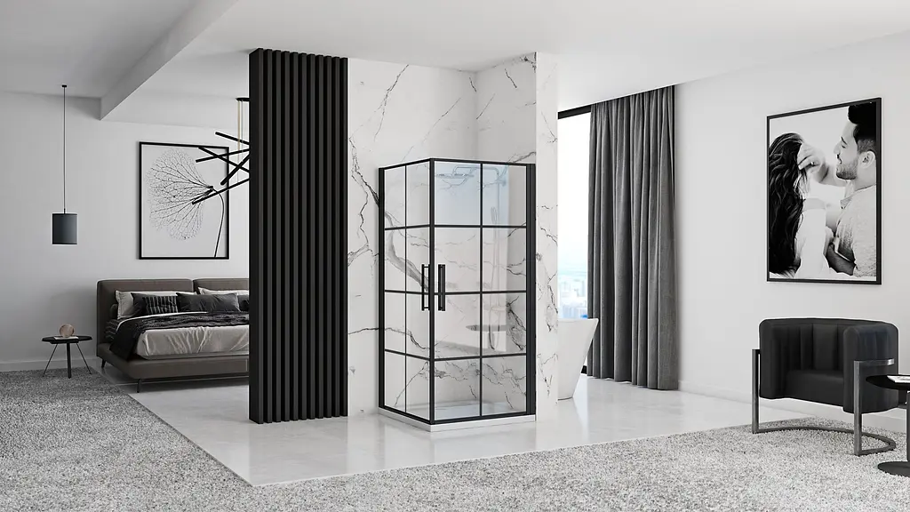 Душова кабіна Rea Rubik 90x90 black mat REA-K9231, Чорний матовий, Універсальна, прозорий - фото 5