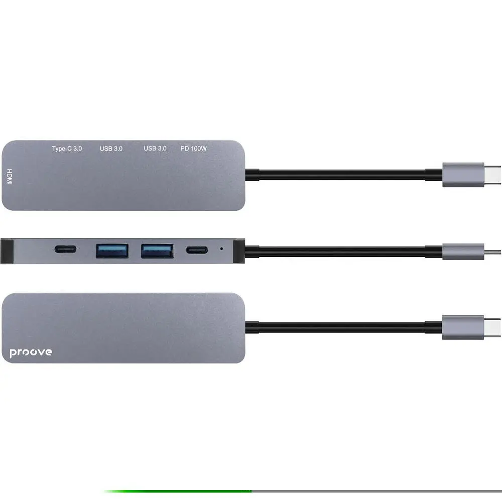 USB-Хаб Proove Type-C-Хаб Arc Link 5 in 1 (2*Type-C + 2*USB3.0 + HDMI) silver (HBAL00010604) - фото 3
