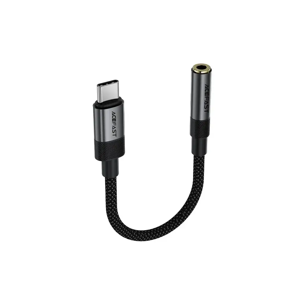 Перехідник USB-C to 3.5mm F 0.15m DAC audio black Acefast (6974316285281) - фото 2