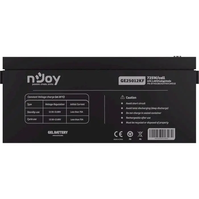 Аккумуляторная батарея для ИБП Njoy GEL 12 V / 250 А*ч (GE25012KF) - фото 2