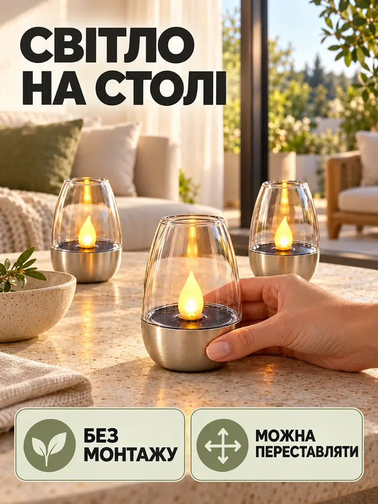 Набір садових LED-світильників на сонячній батареї 6 шт Сріблястий (37261530) - фото 9