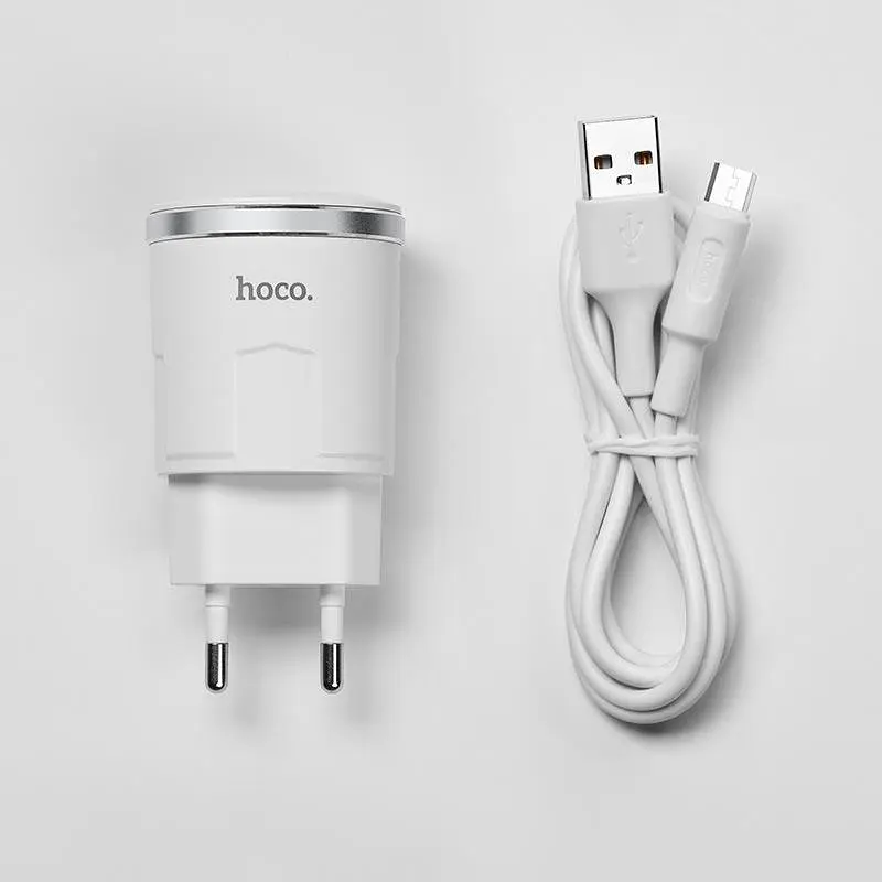 Адаптер мережевий Hoco Thunder Micro cable C37A |1USB, 2.4A| - фото 3