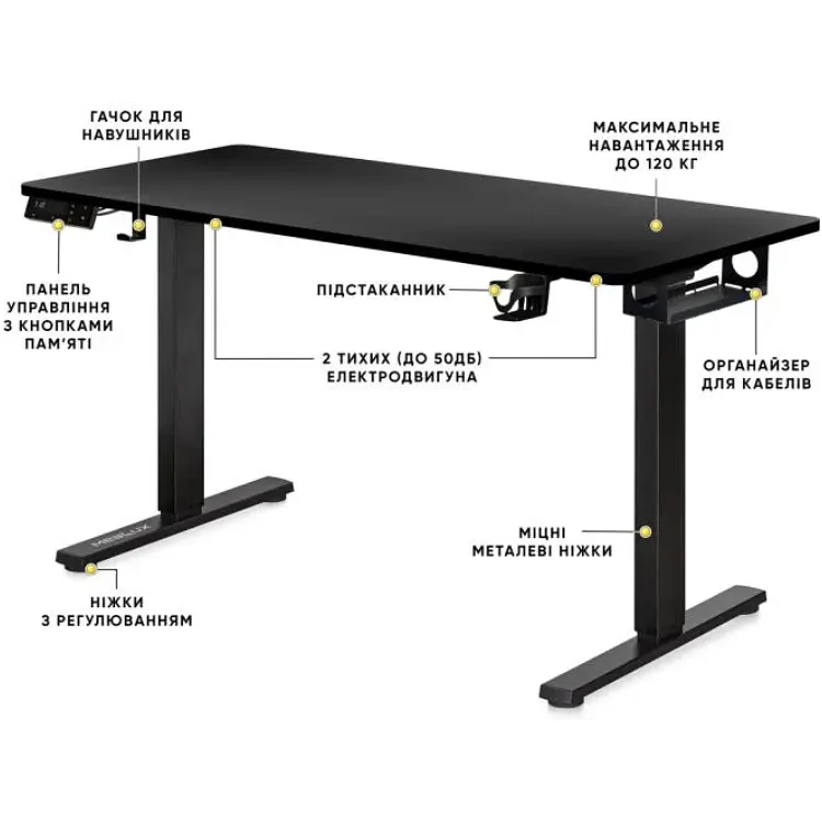 Стіл Mealux PowerDesk Duo XL Black (EVO-252 Duo B/B) - фото 3