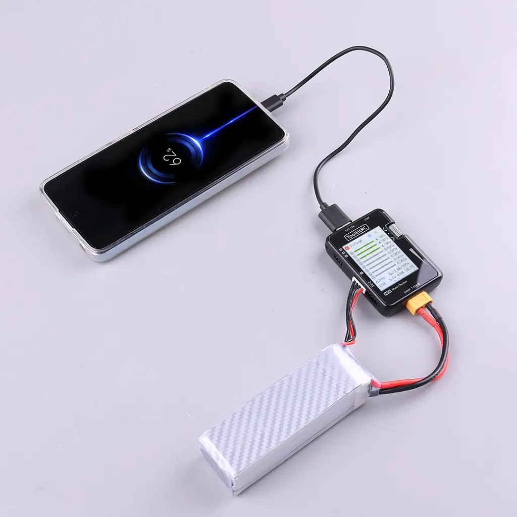 Мультітестер із швидкою зарядкою ToolkitRC MC8 20W для FPV 2-8S балансування батарей, вимірювач сигналів PWM PPM SBUS ШИМ, USB-C Black (18762) - фото 8