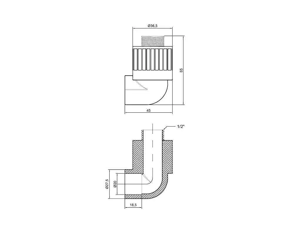 Кут Thermo Alliance 1/2" 90° d 20мм поліпропіленовий 1/2"З для поліпроп. труб (DSE4015) - фото 2