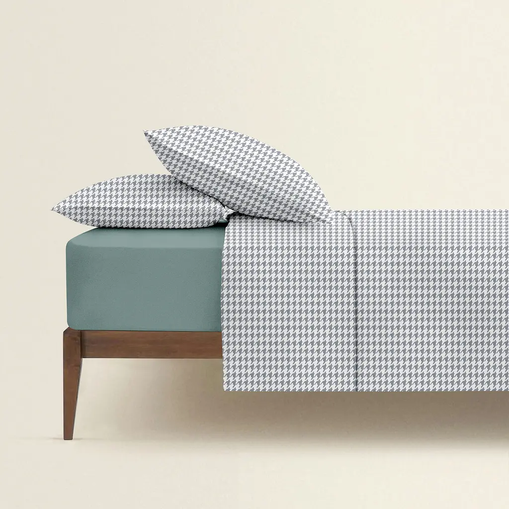 Комплект постільної білизни Cosas Houndstooth CS1 Двоспальний сірий (TweedGreyWhite_104Ashmint_180) - фото 2