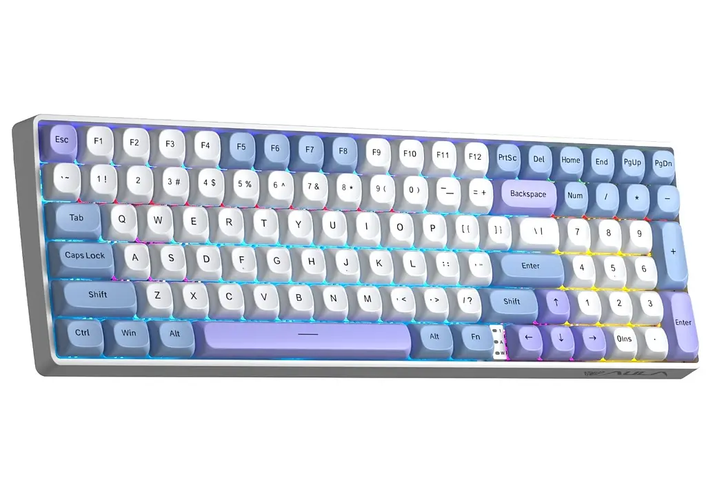 Клавиатура игровая механическая Aula S-100 PRO Wireless White-Blue ENG/UKR Red Switch Hot-Swap USB, 2.4G, Bluetooth - фото 2