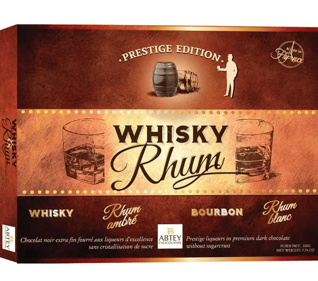 Шоколадні цукерки з алкоголем Abtey Edition Whisky & Rhum 200г