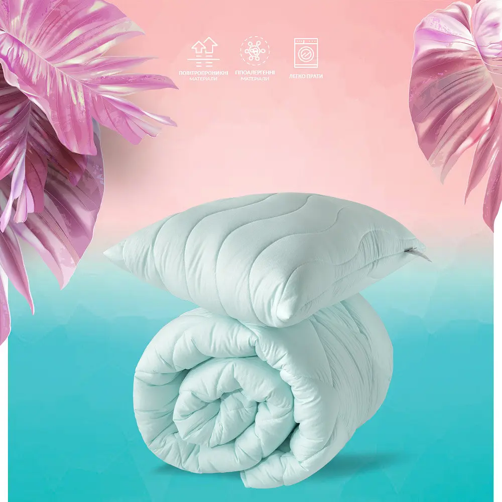 Набір Ideia Tropical ковдра 140х210 + подушка 50х70 всесезонний м'ята 8-32432*002 - фото 2