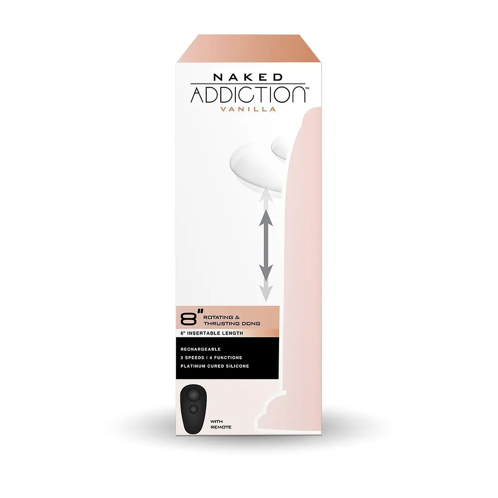 Фалоімітатор Addiction 8″ Rotating Thrusting Dong Vanilla з ротацією та пульсацією Naked - фото 15