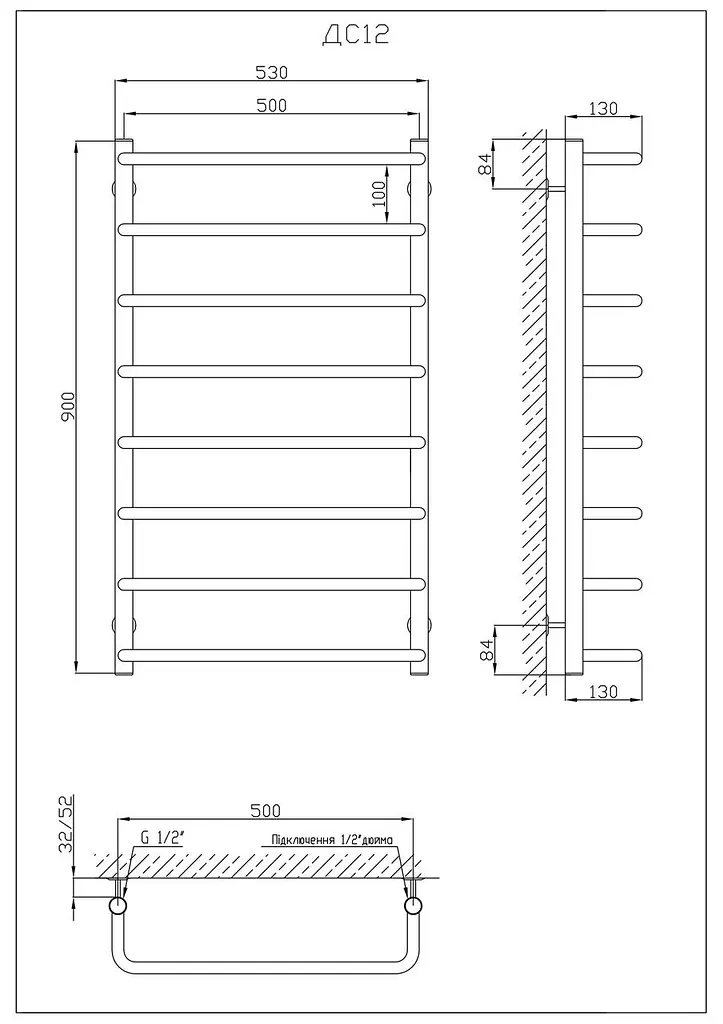Водяной полотенцесушитель Kosser Скоба 900x530/8 ДС12, Хром - фото 5