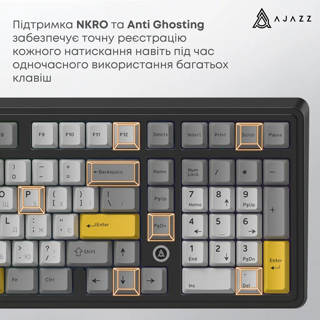 Клавиатура Ajazz AK980 MAX Magnetic Switch USB UA Black/Grey/Yellow (AK980-MAX-M-BGY) - фото 12