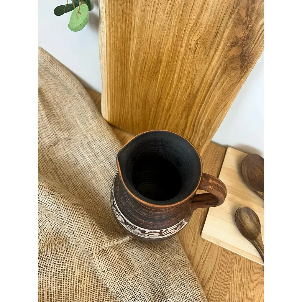 Кувшин 2 литра керамический (глиняный) резной с ручкой   - фото 7