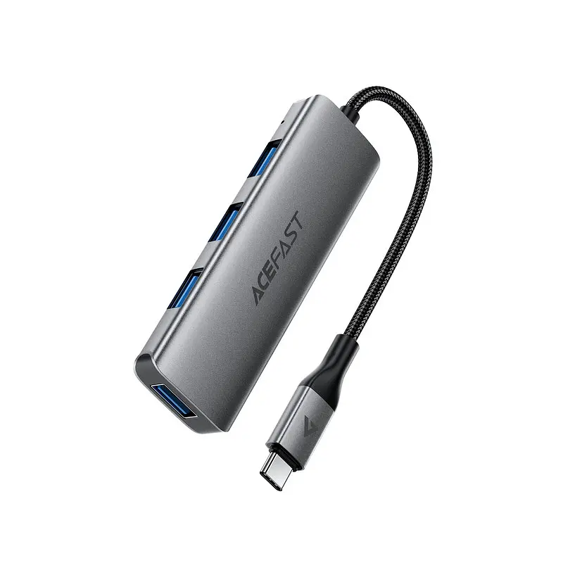USB-хаб ACEFAST J15 USB-C 4-in-1 HUB металево-сірий