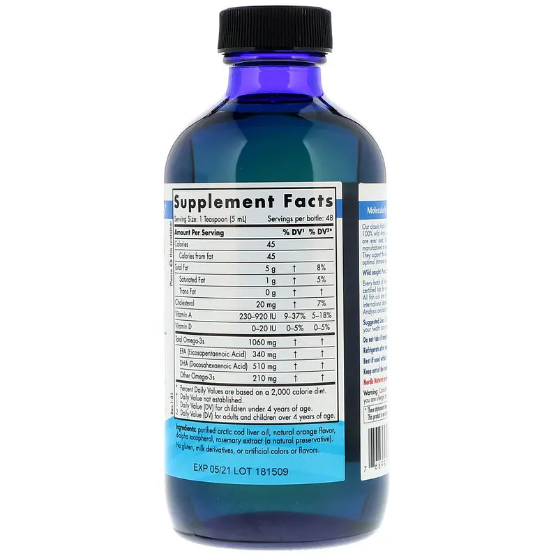 Риб'ячий жир з печінки тріски Nordic Naturals Arctic Cod Liver Oil 237 мл Апельсин - фото 2