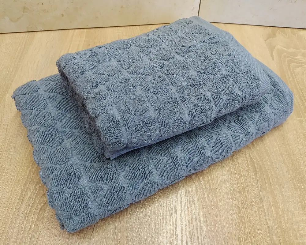 Набір турецьких махрових рушників 50х90+70х140 Gulcan Jacquard Cotton Lux Damla Steel Grey - фото 3
