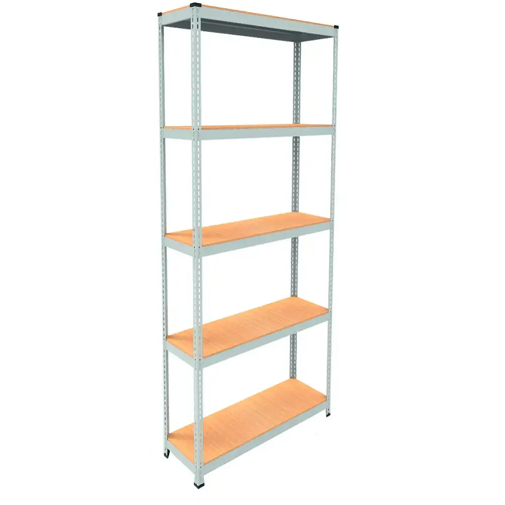 Металлический стеллаж Emby Light Series (размер 2400х900x300мм) 5 полок ДСП до 100кг Белый - фото 3